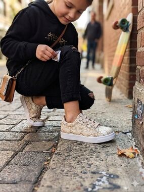 Two Pretty Leather Pink Snakeskin Sneakers